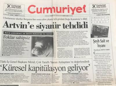 Cumhuriyet Gazetesi 9 Nisan 1998 -Artvine Siyanür Tehdidi GZ30856 - 1