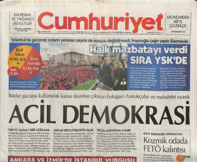 Cumhuriyet Gazetesi 9 Nisan 2019 - İstanbul Barosu Sorun Mazbata Verilip Verilmemesini Aştı GZ96017 - 1