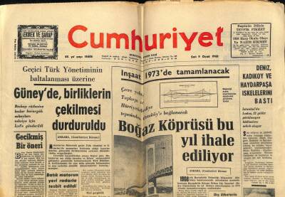 Cumhuriyet Gazetesi 9 Ocak 1968 - Güneyde Birliklerin Çekilmesi Durduruldu GZ59134 - 1