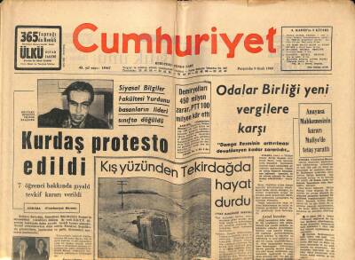 Cumhuriyet Gazetesi 9 Ocak 1969 - 10 Milyon Liralık Koç Vakfı Kuruldu - Deprem Silivride Hasar Yaptı GZ98207 - 1