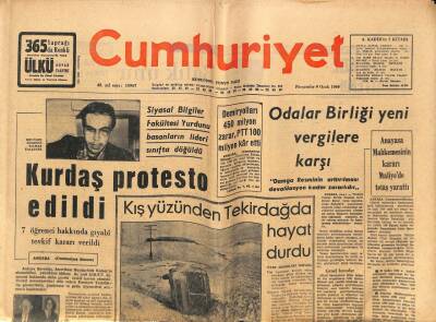 Cumhuriyet Gazetesi 9 Ocak 1969 - Anayasa Mahkemesinin Kararı Maliyede Telaş Yarattı GZ98208 - 1