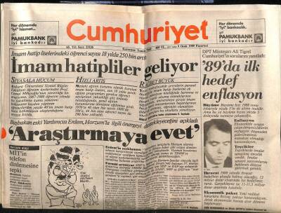 Cumhuriyet Gazetesi 9 Ocak 1989 - İmam Hatipliler Geliyor GZ61208 - 2