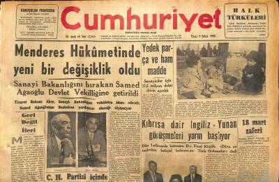 Cumhuriyet Gazetesi 9 Şubat 1958 - Fransız Uçakları Tunusa Hücum Etti - İstanbula Günde 6 Bin Koyun Ve 600 Sığır Lâzım GZ120430 - 1