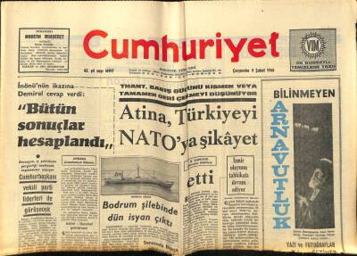 Cumhuriyet Gazetesi 9 Şubat 1966 - Atina Türkiyeyi Natoya Şikayet Etti GZ61853 - 2