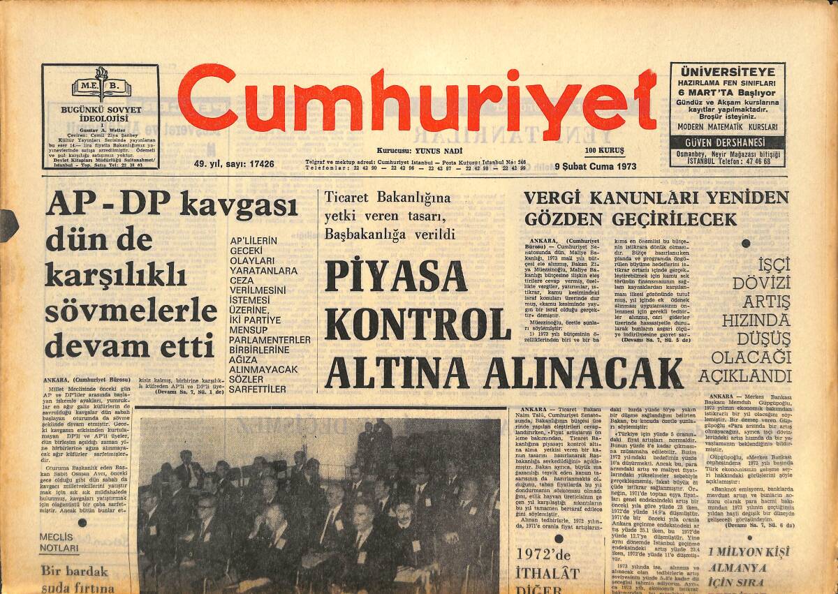 Cumhuriyet Gazetesi 9 Şubat 1973 - Madanoğlu Davasına Dün Devam Edildi - Didi'ye Olan İnancımız Tam'dır! GZ143774 - 1