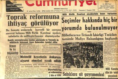 Cumhuriyet Gazetesi 9 Temmuz 1960 - Toprak Reformuna İhtiyaç Görülüyor GZ110014 - 1