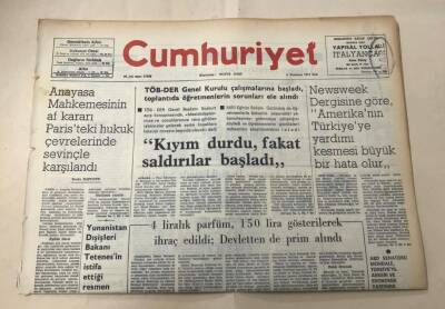 Cumhuriyet Gazetesi 9 Temmuz 1974 GZ1443 - 1