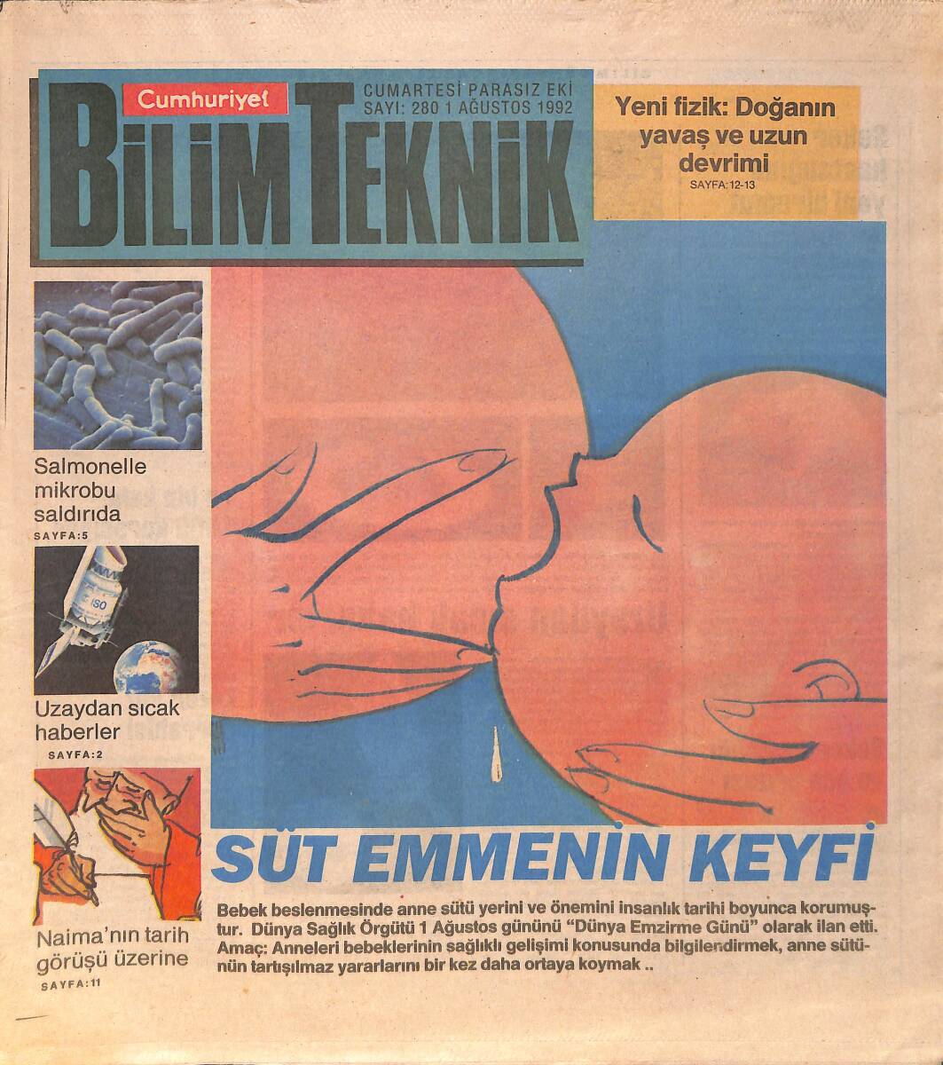 Cumhuriyet Gazetesi Bilim Teknik Eki 1 Ağustos 1992 Sayı: 280 GZ154525 - 1