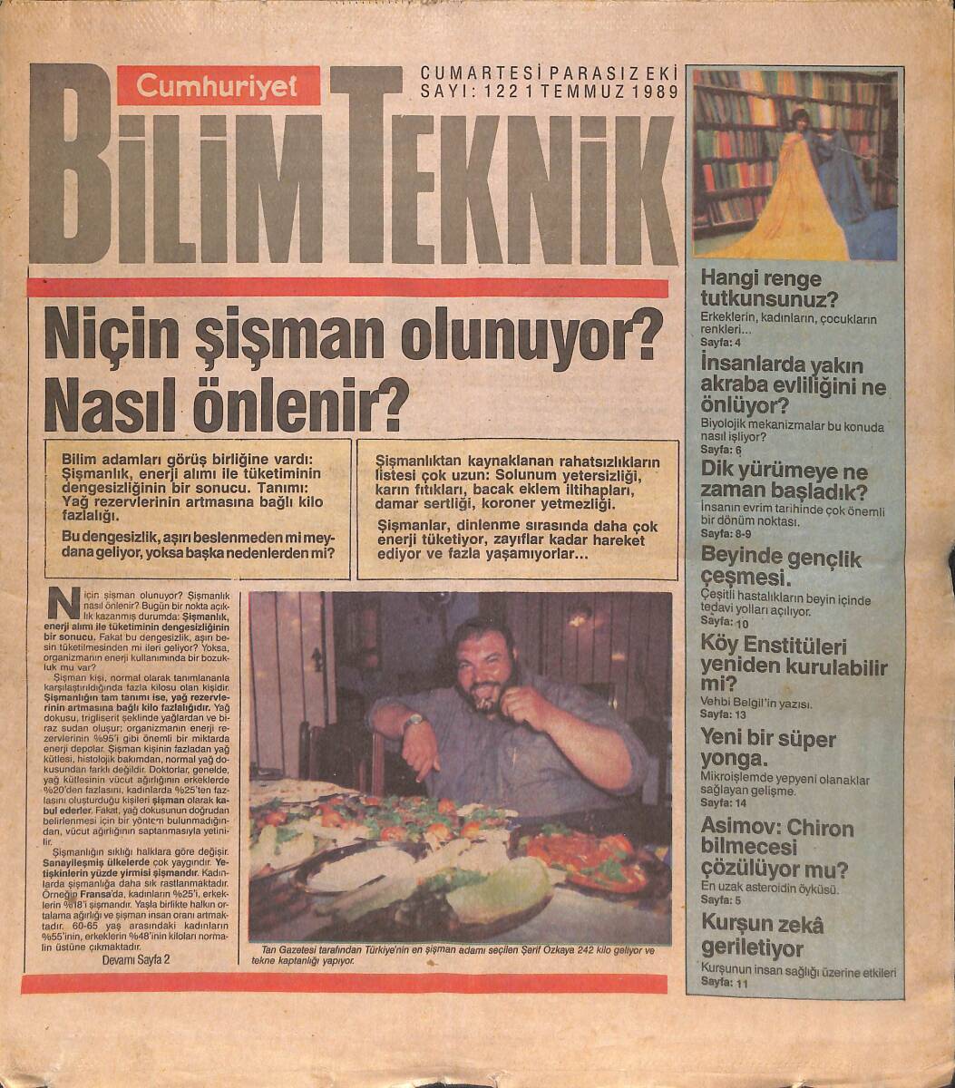 Cumhuriyet Gazetesi Bilim Teknik Eki 1 Temmuz 1989 - Kurşun Zeka Geriletiyor - Beyinde Gençlik Çeşmesi GZ137331 - 1