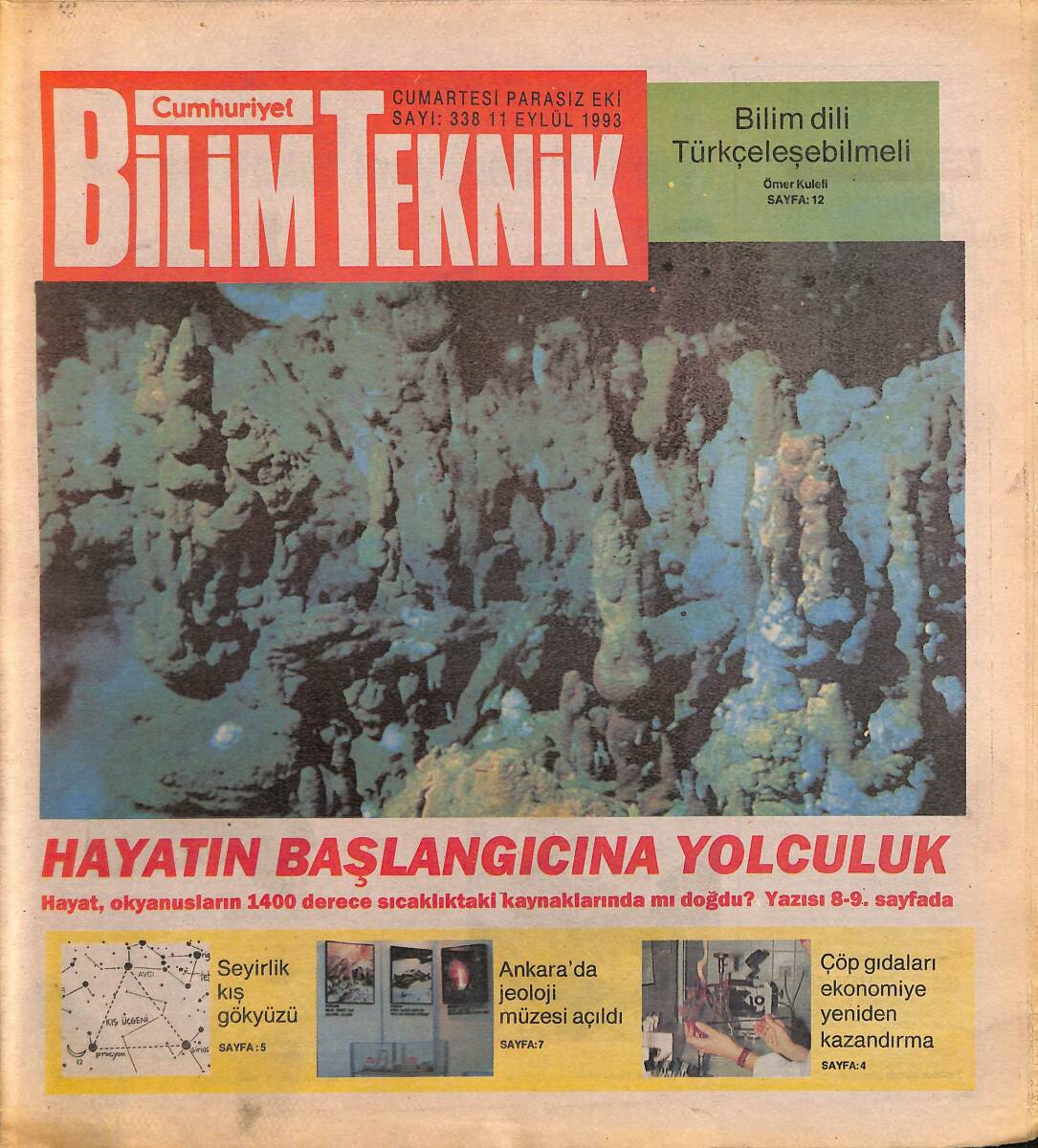 Cumhuriyet Gazetesi Bilim Teknik Eki 11 Eylül 1993 - Ankara'da Jeoloji Müzesi Açıldı GZ155569 - 1