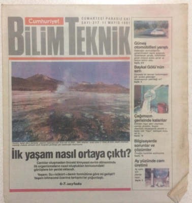 Cumhuriyet Gazetesi Bilim Teknik Eki 11 Mayıs 1991 - İlk Yaşam Nasıl Ortaya Çıktı GZ24229 - 1