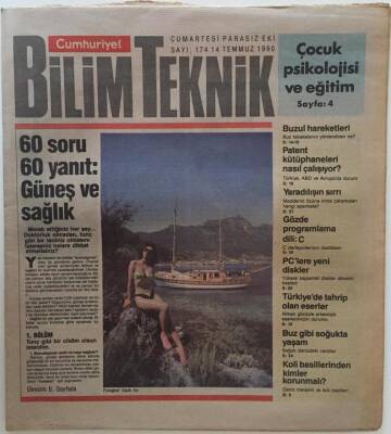 Cumhuriyet Gazetesi Bilim Teknik Eki 14 Temmuz 1990 - 60 Soru 60 Yanıt Güneş Ve Sağlık GZ25072 - 1