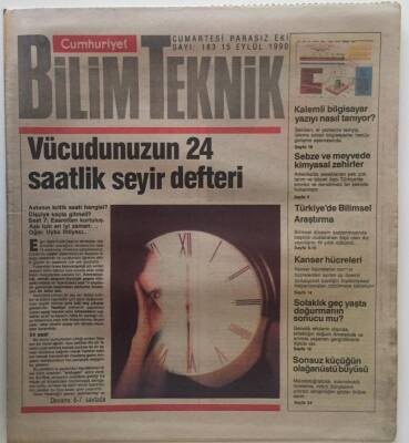 Cumhuriyet Gazetesi Bilim Teknik Eki 15 Eylül 1990 - Vücudunuzun 24 Saatlik Seyir Defteri GZ26245 - 1