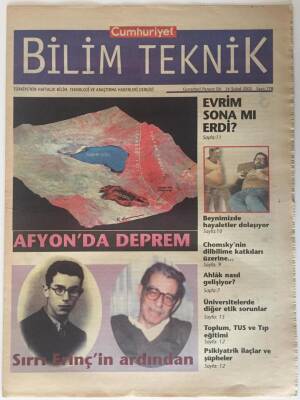 Cumhuriyet Gazetesi Bilim Teknik Eki 16 Şubat 2002- Evrim Sona Mı Erdi , Afyonda Deprem GZ20326 - 1
