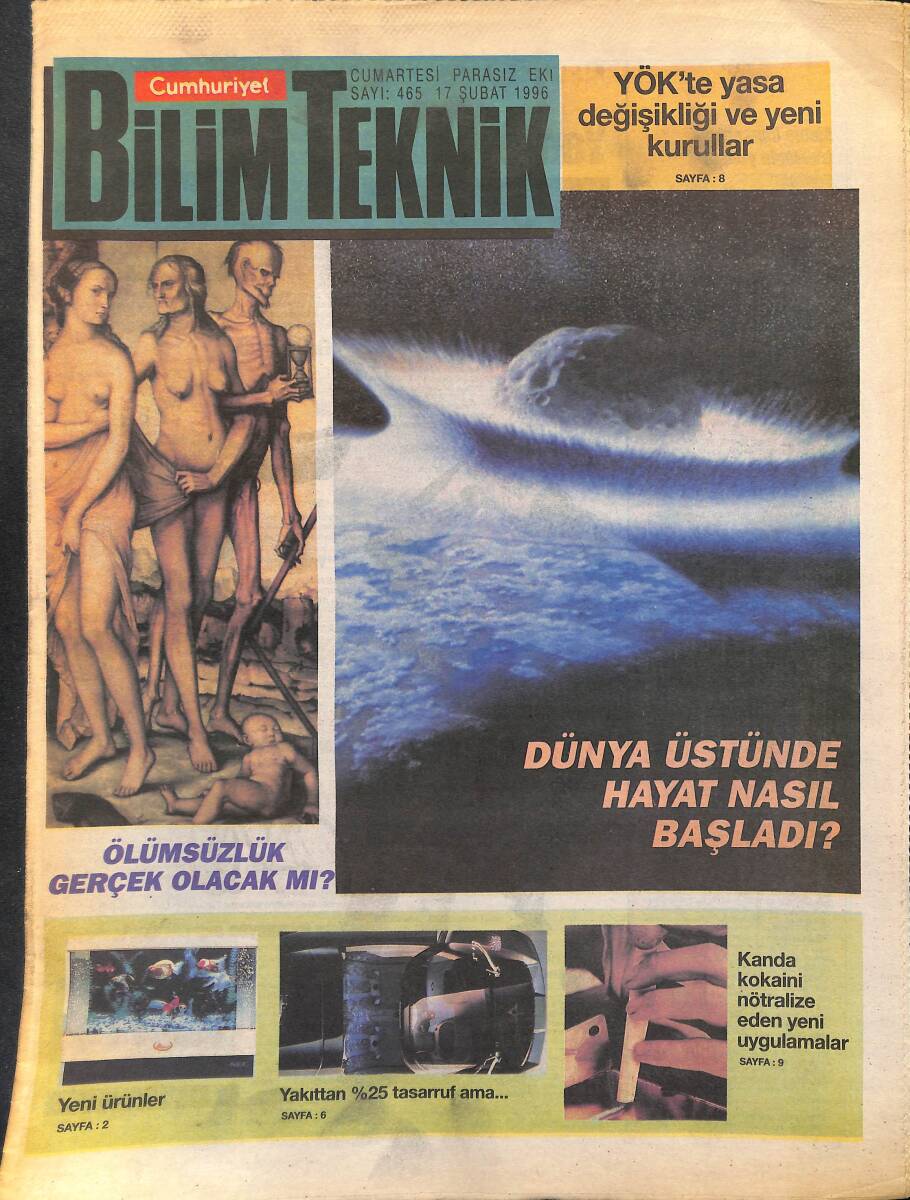 Cumhuriyet Gazetesi Bilim Teknik Eki 17 Şubat 1996 - YÖK'te Yasa Değişikliği Ve Yeni Kurullar GZ155741 - 1