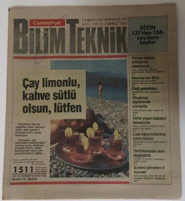 Cumhuriyet Gazetesi Bilim Teknik Eki 21 Temmuz 1990 - Çay Limonlu , Kahve Sütlü İOlsun, Astro - Ressamların Babası Lucien Rudaux - GZ16310 - 2