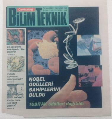 Cumhuriyet Gazetesi Bilim Teknik Eki - 22 Ekim 1994 - Nobel Ödülleri Sahiplerini Buldu GZ46622 - 1