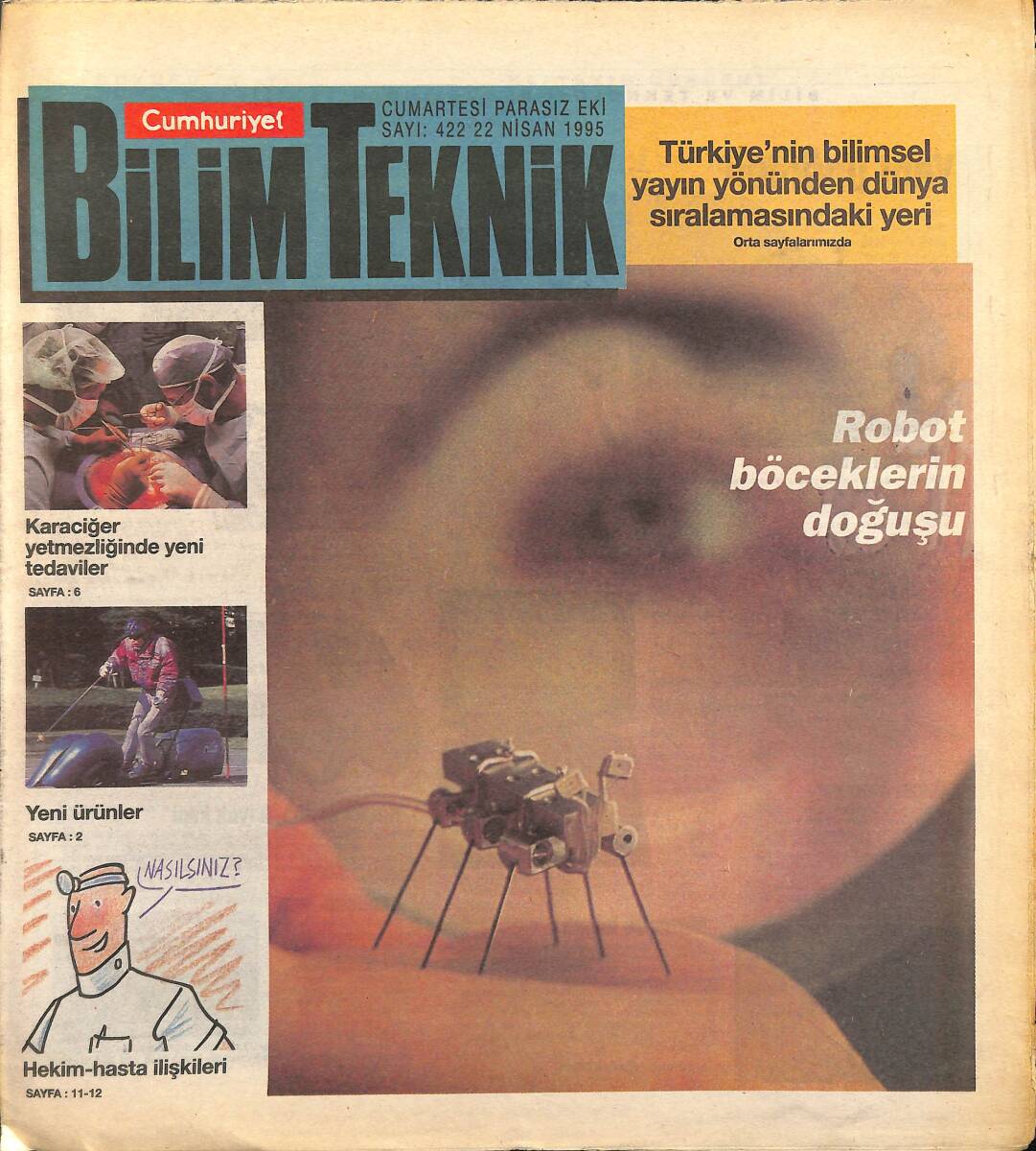Cumhuriyet Gazetesi Bilim Teknik Eki 22 Nisan 1995 - Türkiye'nin Bilimsel Yayında Dünyadaki Yeri GZ155661 - 1