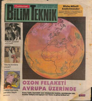 Cumhuriyet Gazetesi Bilim Teknik Eki 22 Şubat 1992 - Ozon Felaketi Avrupa Üzerinde - Sauna Kimlere Yasak ? GZ96642 - 1