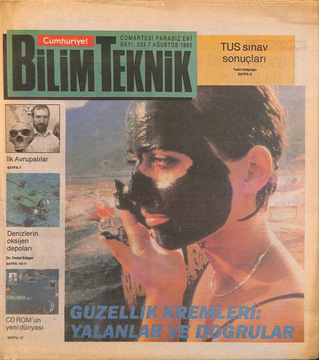 Cumhuriyet Gazetesi Bilim Teknik Eki 7 Ağustos 1993 - CD-Rom'un Yeni Dünyası - İlk Avrupalılar GZ155576 - 1