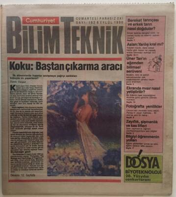 Cumhuriyet Gazetesi Bilim Teknik Eki 8 Eylül 1990 - Koku Baştan Çıkarma Aracı GZ26246 - 1