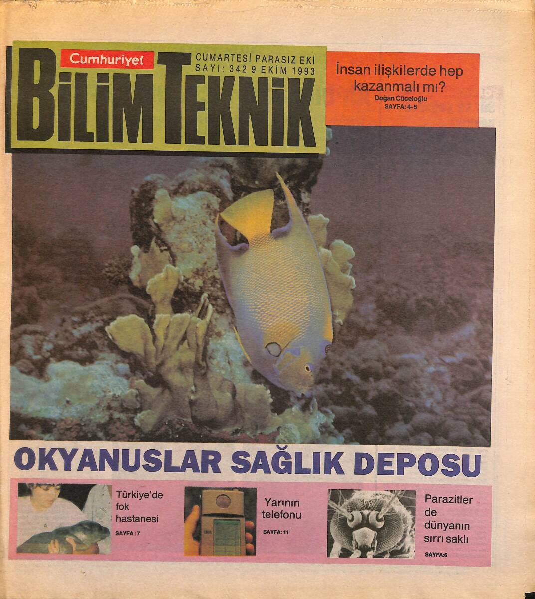 Cumhuriyet Gazetesi Bilim Teknik Eki 9 Ekim 1993 - Türkiye'de Fok Hastanesi - Airbus 320 Niçin Parçalandı ? GZ155566 - 1