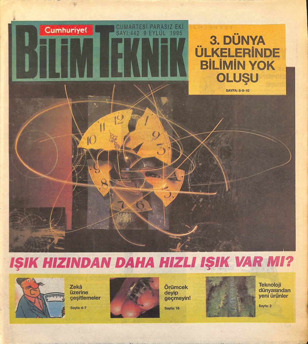 Cumhuriyet Gazetesi Bilim Teknik Eki 9 Eylül 1995 - 3.Dünya Ülkelerinde Bilimin Yok Oluşu GZ155688 - 1