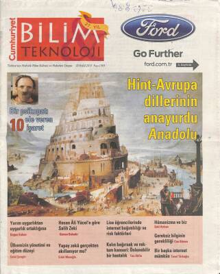 Cumhuriyet Gazetesi Bilim Teknoloji Eki 20 Eylül 2013 - Erdal Musoğlu Yapay Zeka Gerçekten Akıllanıyor Mu ? - Ülkemizin Yönetimi Ve Eğitim Düzeyi GZ94930 - 1