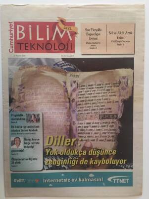 Cumhuriyet Gazetesi Bilim Teknoloji Eki 25 Haziran 2010 - Diller Yok Oldukça Düşünce Zenginliği de Kaybolur GZ20339 - 1