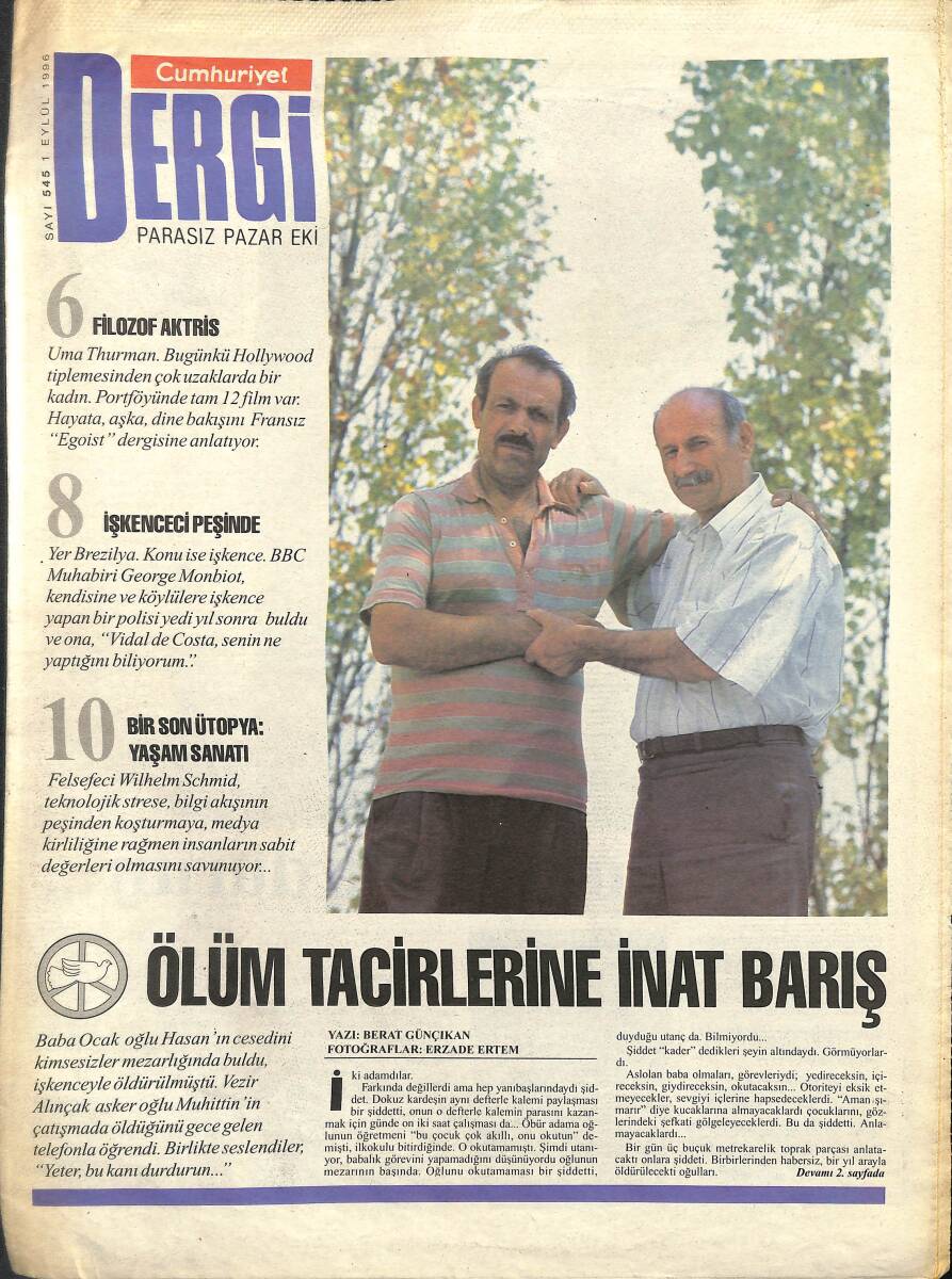 Cumhuriyet Gazetesi Dergi Eki 1 Eylül 1996 - Sentetik Görüntüye Merhaba - Bir Son Ütopya : Yaşam Sanatı GZ155685 - 1
