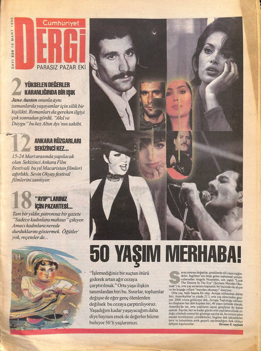 Cumhuriyet Gazetesi Dergi Eki 10 Mart 1996 - Ankara Rüzgarları Sekizinci Kez... - 50 Yaşım Merhaba GZ155742 - 1