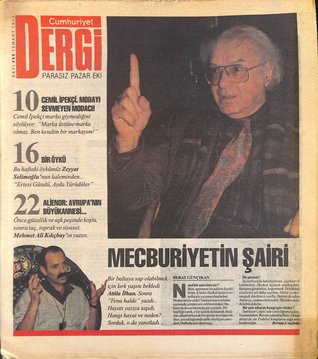 Cumhuriyet Gazetesi Dergi Eki 12 Mart 1995 - Cemil İpekçi Modayı Sevmeyen Modacı ! GZ155642 - 1