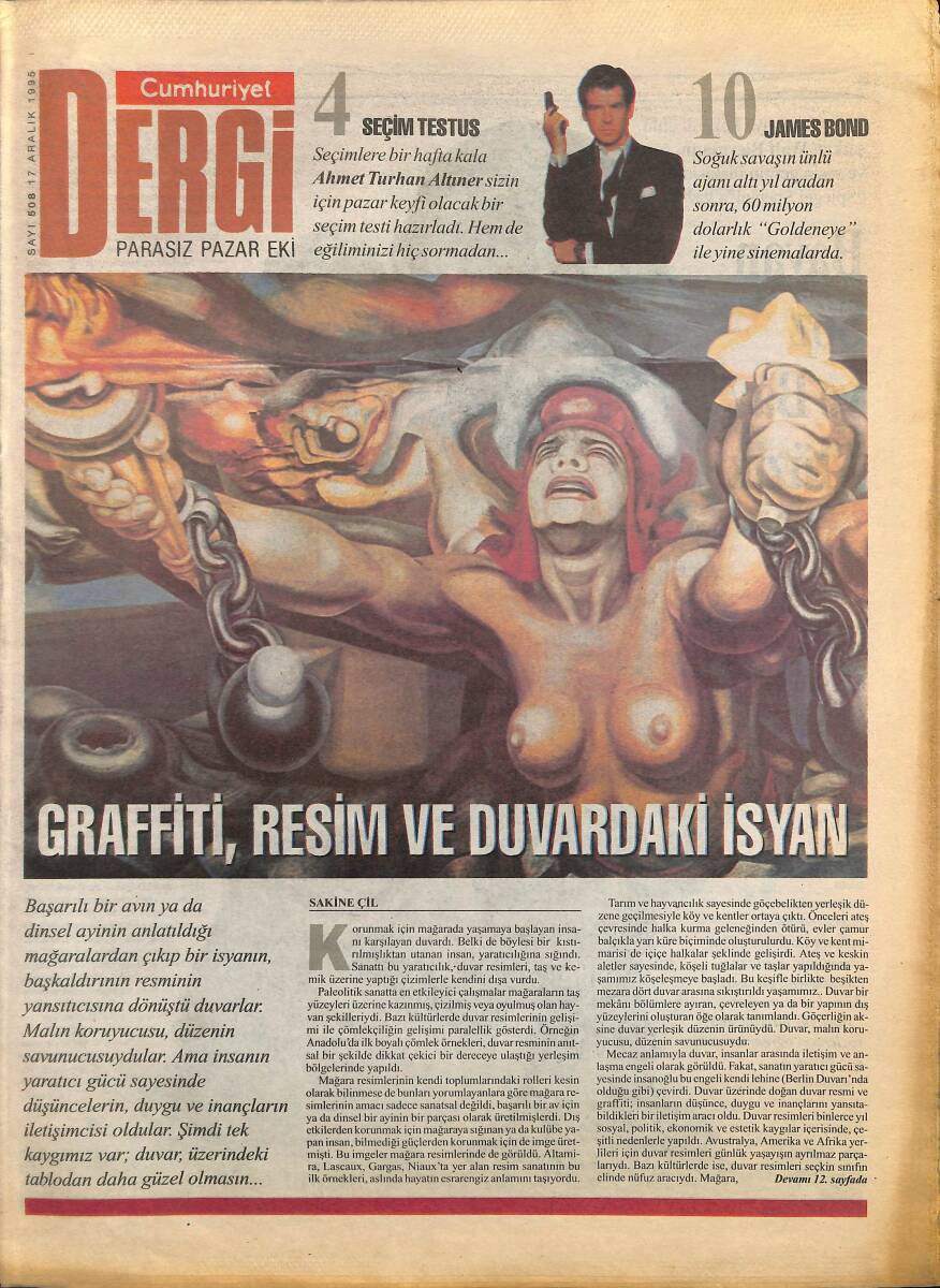 Cumhuriyet Gazetesi Dergi Eki 17 Aralık 1995 - Bond'un Babası : Lan Fleming GZ155633 - 1