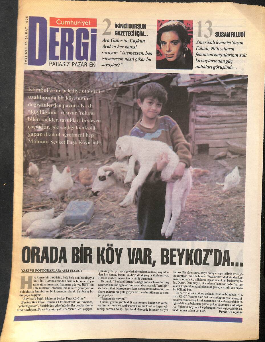 Cumhuriyet Gazetesi Dergi Eki 25 Şubat 1996 - Amerikalı Feminist Susan Faludi GZ155740 - 1
