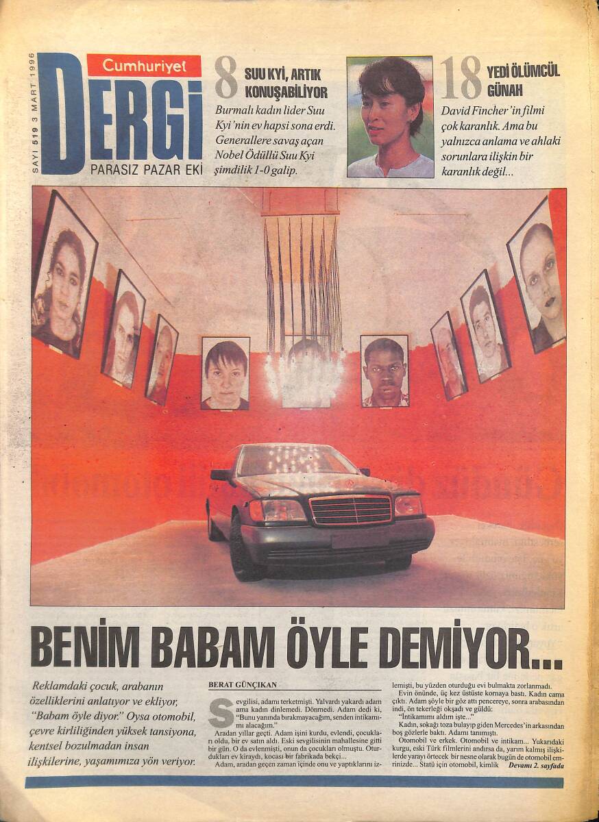 Cumhuriyet Gazetesi Dergi Eki 3 Mart 1996 - Suu Kyi , Artık Konuşabiliyor GZ155657 - 1
