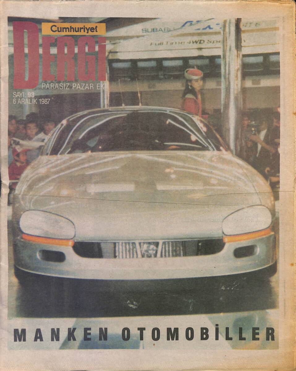 Cumhuriyet Gazetesi Dergi Eki 6 Aralık 1987 - Manken Otomobiller * Peugeot 405-Ferrari GTO GZ154011 - 1