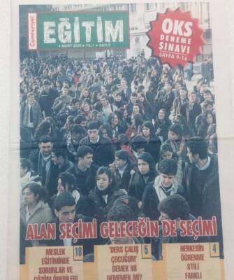 Cumhuriyet Gazetesi Eğitim Eki - 4 Mart 2008 - Alan Seçini Geleceğinde Seçimi GZ46610 - 1
