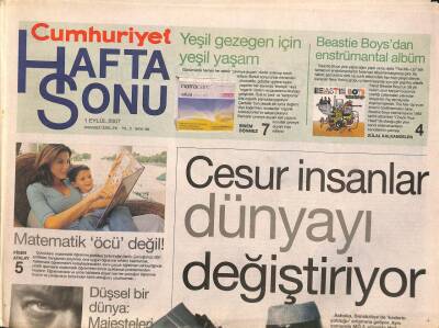 Cumhuriyet Gazetesi Haftasonu Eki 1 Eylül 2007 - Türk Sanatında Yeni Bir Soluk Kulüp Galerisi Es Konsept GZ109155 - 1