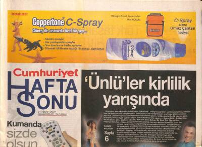 Cumhuriyet Gazetesi Haftasonu Eki 21 Nisan 2007 - Ünlüler Kirlilik Yarışında * Banu Alkan - Erol Büyükburç - Ayşe Arman GZ109134 - 1