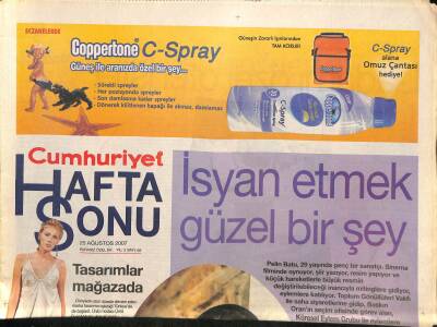 Cumhuriyet Gazetesi Haftasonu Eki 25 Ağustos 2007 - Pirosmaniden Güncel Sanata GZ116052 - 1