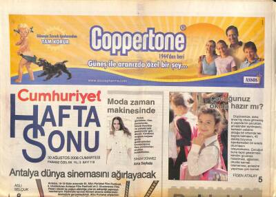 Cumhuriyet Gazetesi Haftasonu Eki 30 Ağustos 2008 - Antalya Dünya Sinemasını Ağırlıyacak GZ109098 - 1