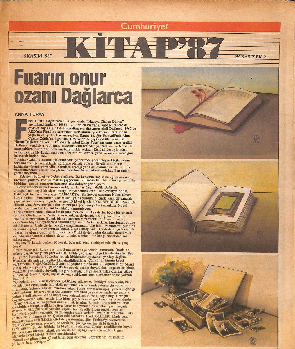 Cumhuriyet Gazetesi Kitap 87 Eki 6 Kasım 1987 GZ154521 - 1