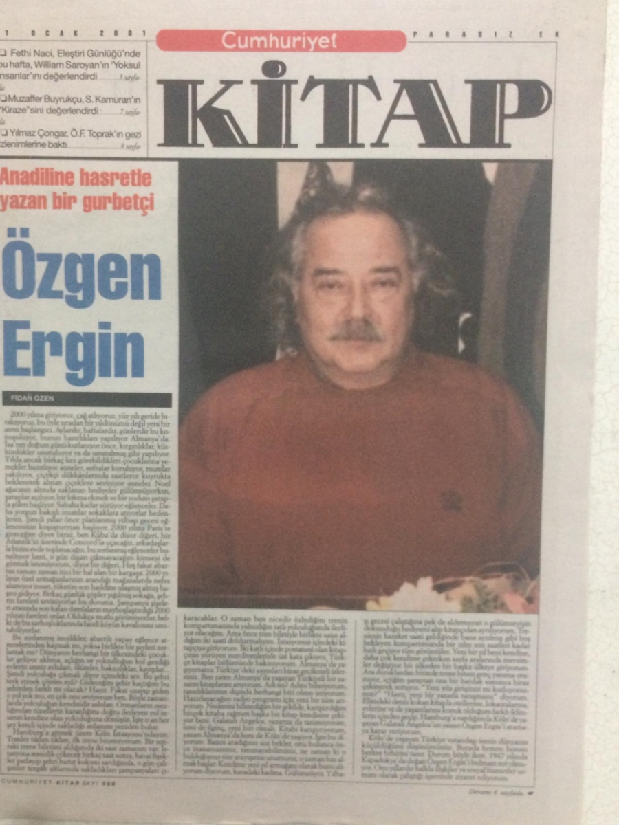 Cumhuriyet Gazetesi Kitap Eki 11 Ocak 2001 - Anadiline Hasretle Yazan Bir Gurbetçi Özgen Ergin GZ24240 - 1