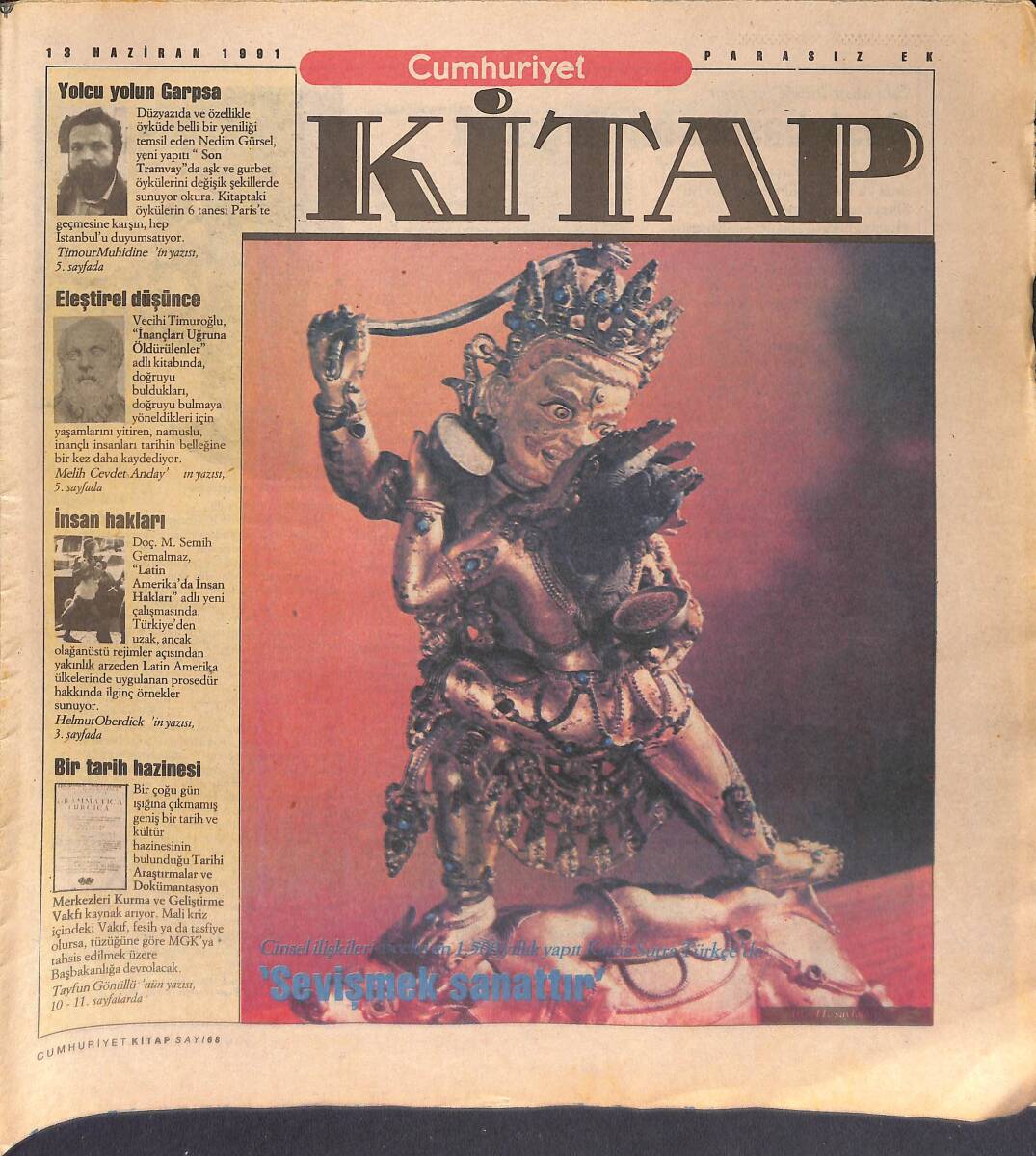 Cumhuriyet Gazetesi Kitap Eki 13 Haziran 1991 - Eski Mısır Üstüne Bir Yapıt: Başlı Başına Bir Uygarlık - Değeri Bir Trilyon Lira ! GZ137477 - 1