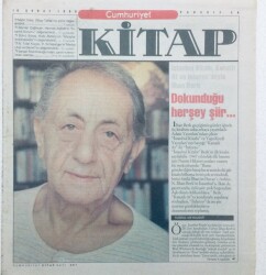 Cumhuriyet Gazetesi Kitap Eki - 16 Şubat 1995 - İstanbul Kitabı Kanatlı At ve İnfernosuyla İlhan Berk Dokunduğu Herşey şiir GZ46002 - 1