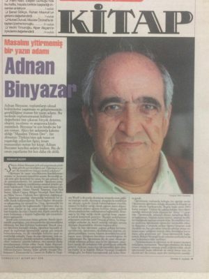 Cumhuriyet Gazetesi Kitap Eki 18 Ocak 2001 - Masalını Yitirmemiş Bir Yazın Adamı Adnan Binyazar GZ24239 - 1