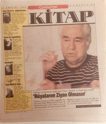 Cumhuriyet Gazetesi Kitap Eki 21 Ağustos 1990 - Aziz Nesin,Rüyalarım Ziyan Olmasın GZ38916 - 1