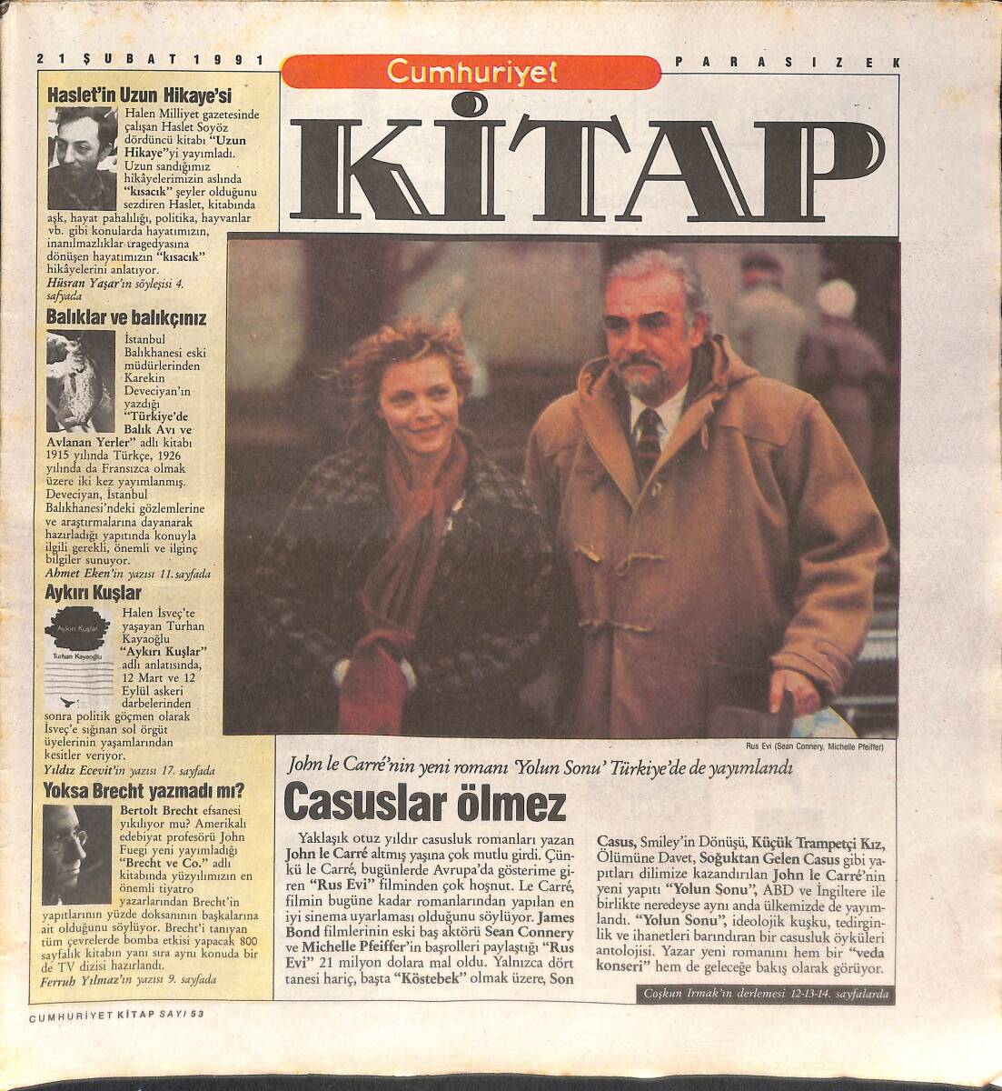 Cumhuriyet Gazetesi Kitap Eki 21 Şubat 1991 - Casuslar Ölmez - Ruslar Coca-Cola'ya Koşuyorlar GZ137490 - 1