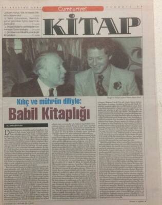 Cumhuriyet Gazetesi Kitap Eki 23 Ağustos 2001 - Kılıç Ve Mührün DiliyleBabil Kitaplığı GZ34051 - 1