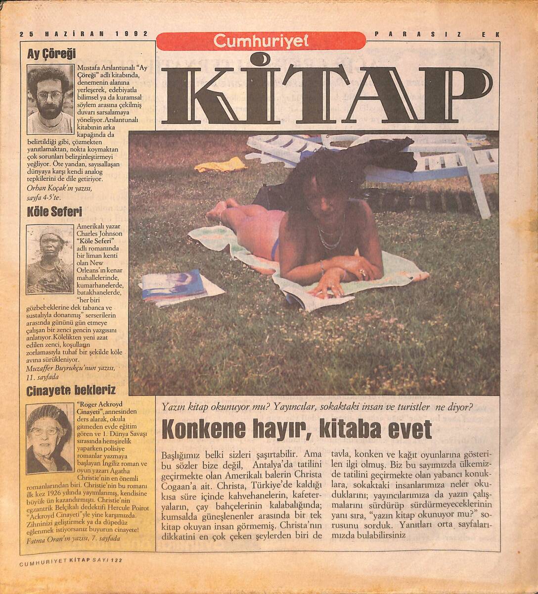 Cumhuriyet Gazetesi Kitap Eki 25 Haziran 1992 GZ154528 - 2